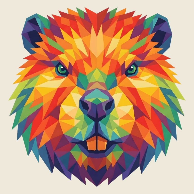 Colorful Geometric Beaver Head Pop Art Bober