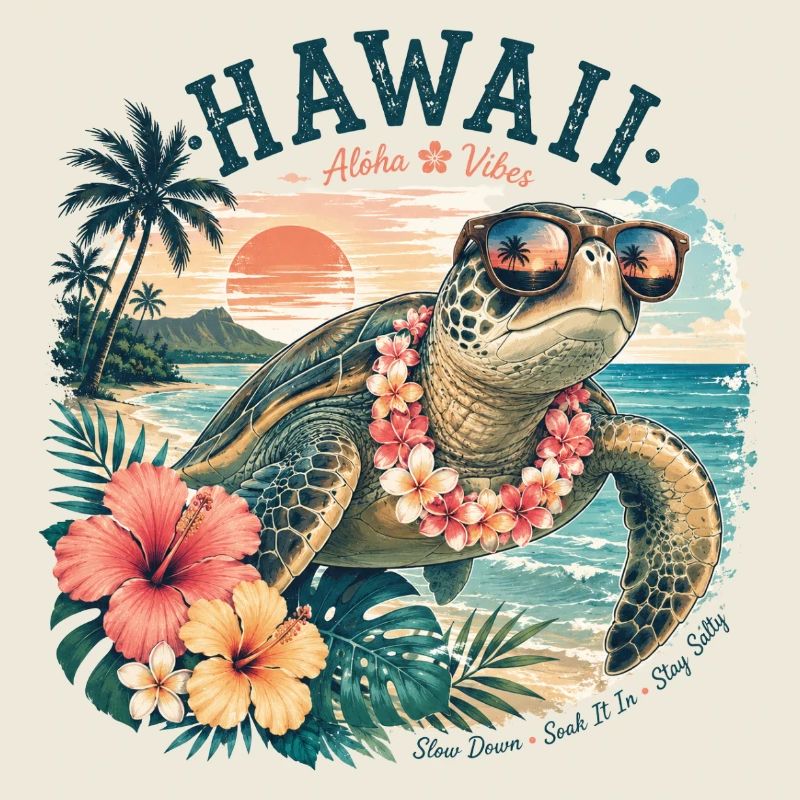 Hawaiian turtle with sunglasses