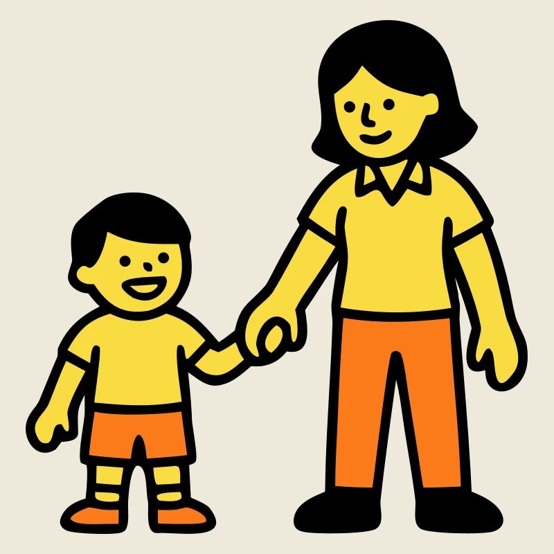 Kindergarten teacher child hand logo