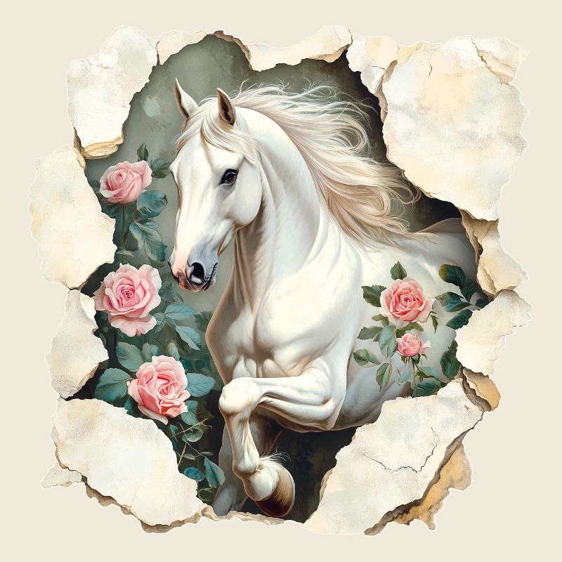 Cheval aux roses