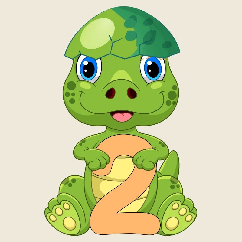 Turtle with Number 2 – Birthday Design