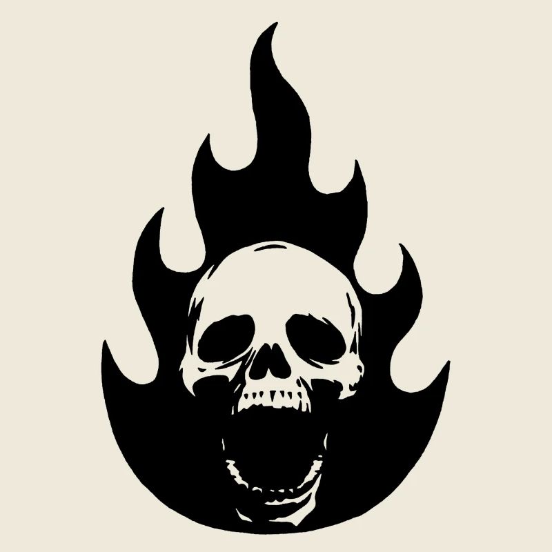 Skull and black flame