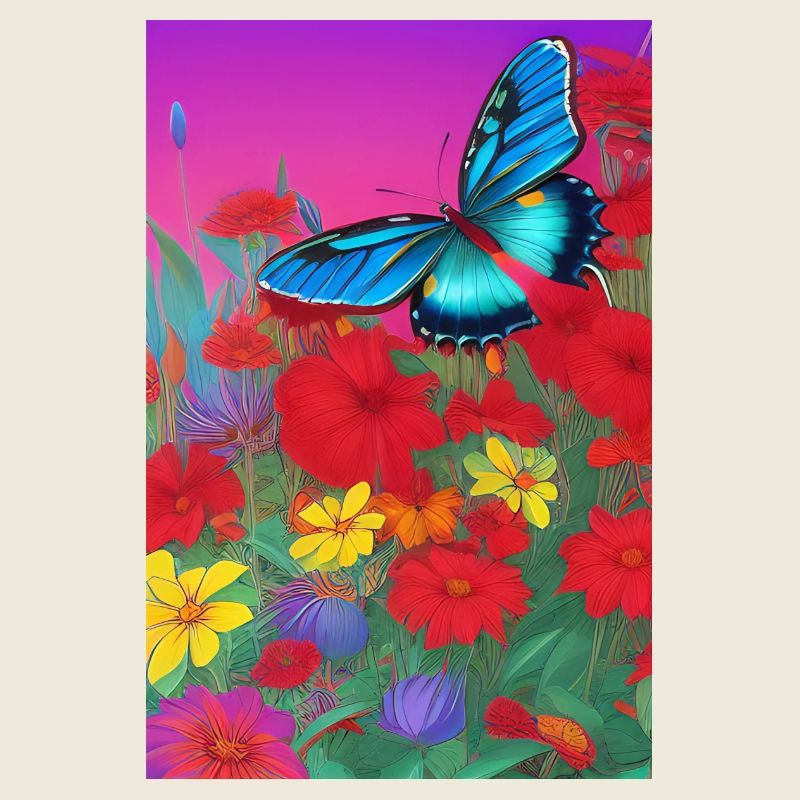 Fleurs et papillon