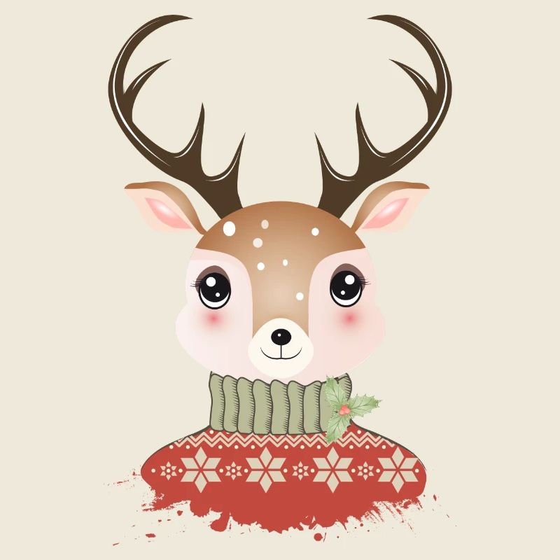 cerf chic mignon avec pull de Noël