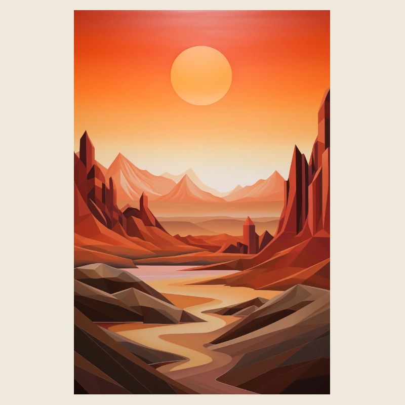 Desert Landscape with Sunset