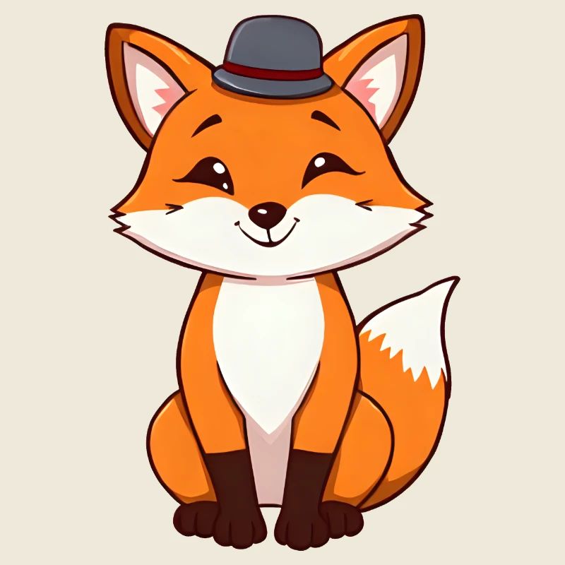 Cheeky Fox with Hat Waiting for Adventure