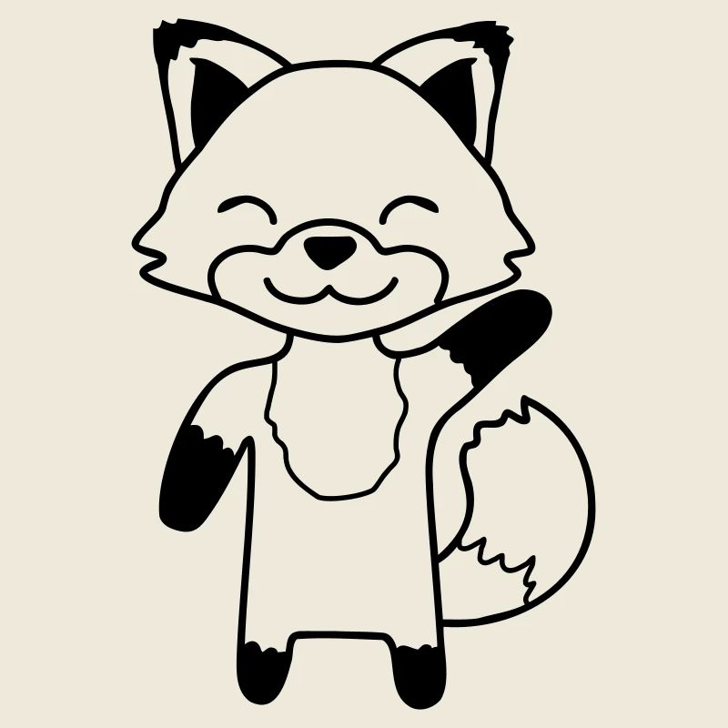 Fox waving friendly hand hello greeting cute