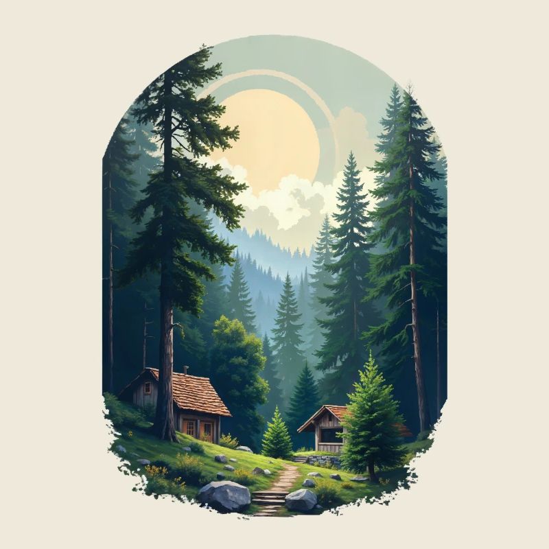 Cabane pixélisée dans les bois