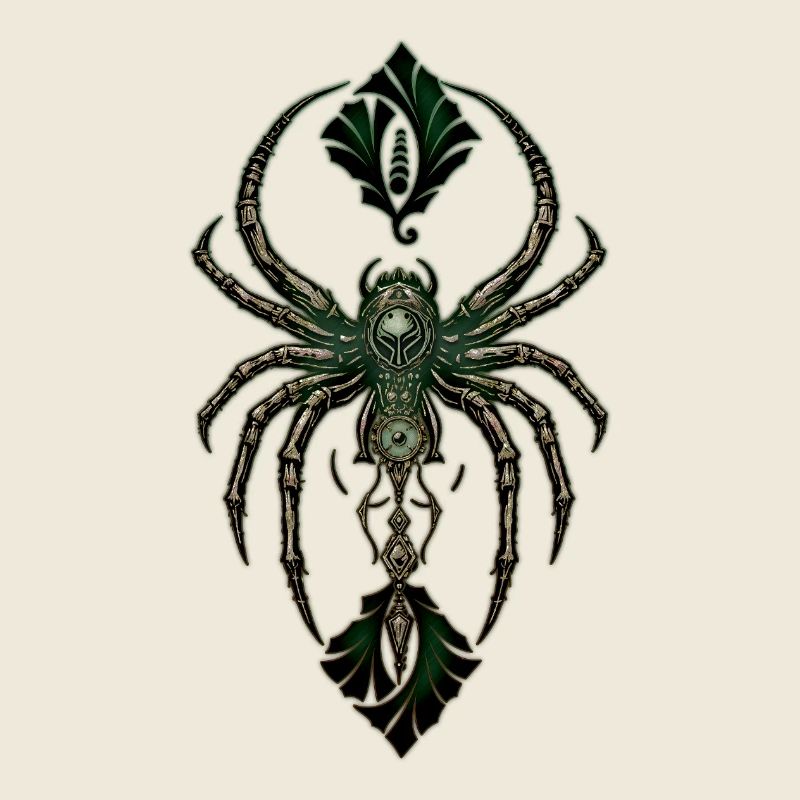Mechanical elegance, the spider in the dark.