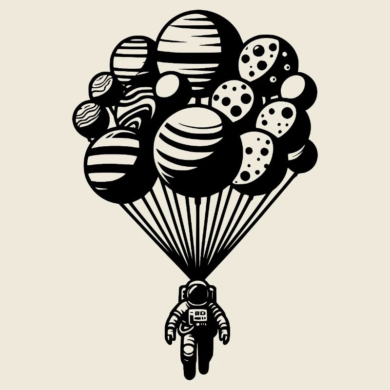 Astronaut im Kosmos mit schwebenden Planeten