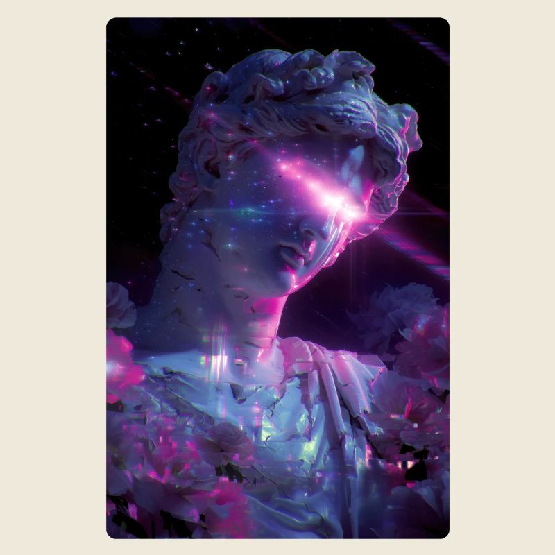 Vaporwave Glitch Punk David Statue