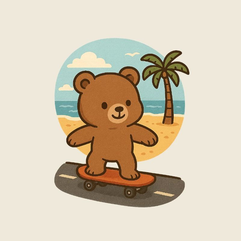 Teddy bear on a skateboard