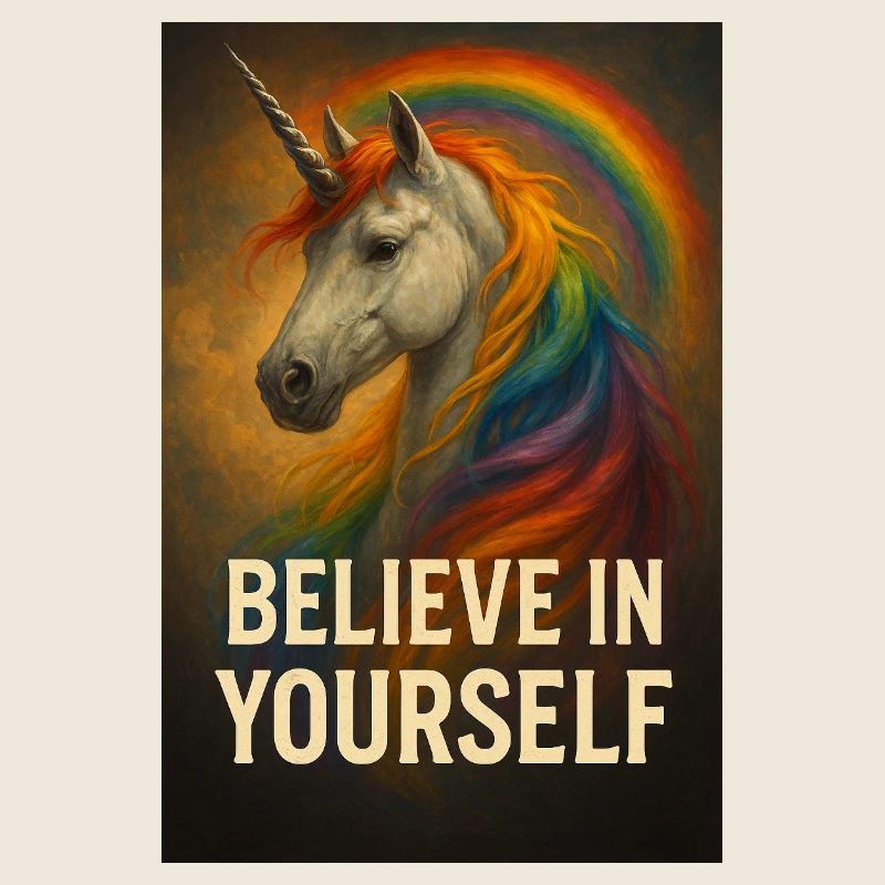 Glaub an dich selbst Einhorn Regenbogen