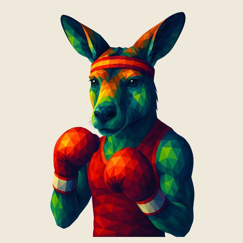 WPAP Stil Tiere - Känguru Boxer in Pose
