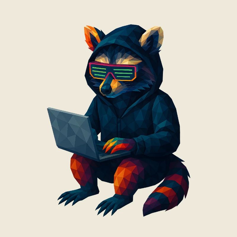 WPAP Style Animals - Techno Raton laveur avec sweat à capuche