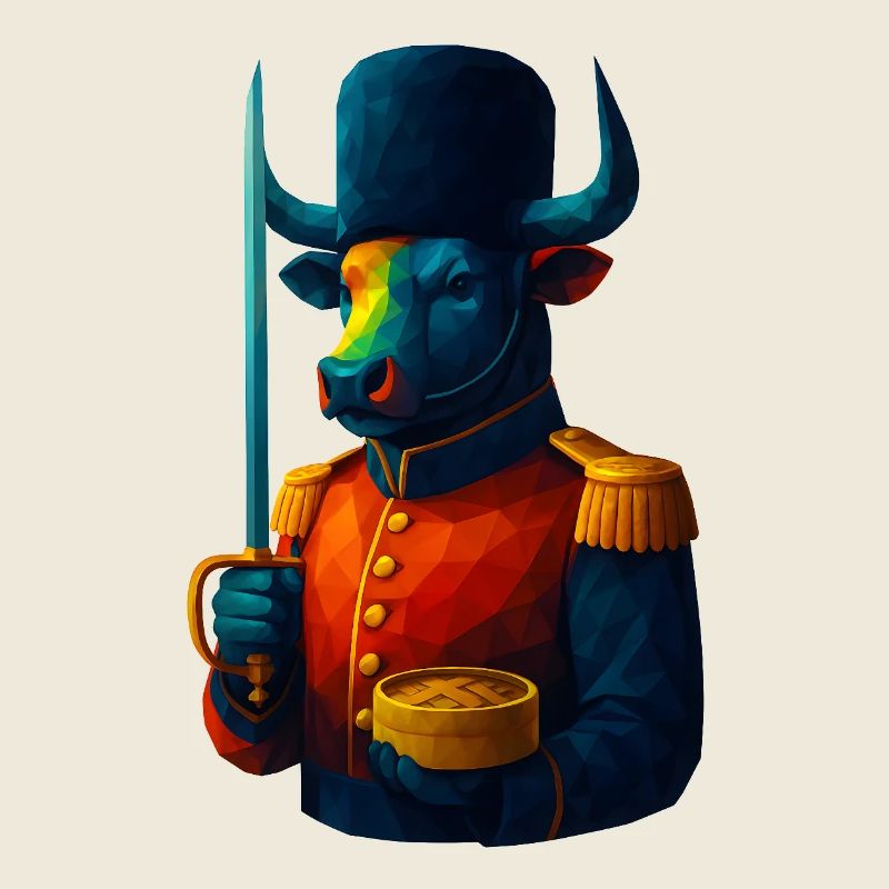 WPAP Stil Tiere - Stier in Uniform mit Säbel