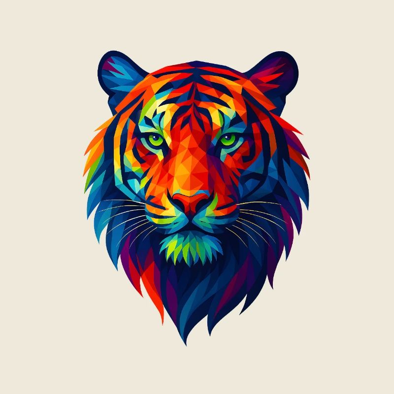 WPAP Polygon Style Animaux - Portrait de tigre