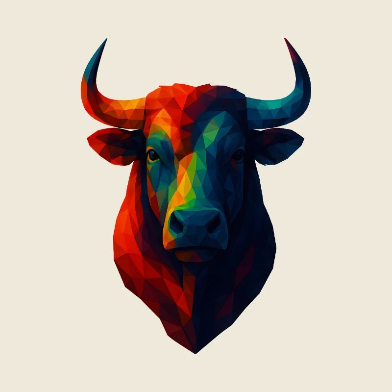 WPAP Polygon Style Animaux - Portrait de taureau