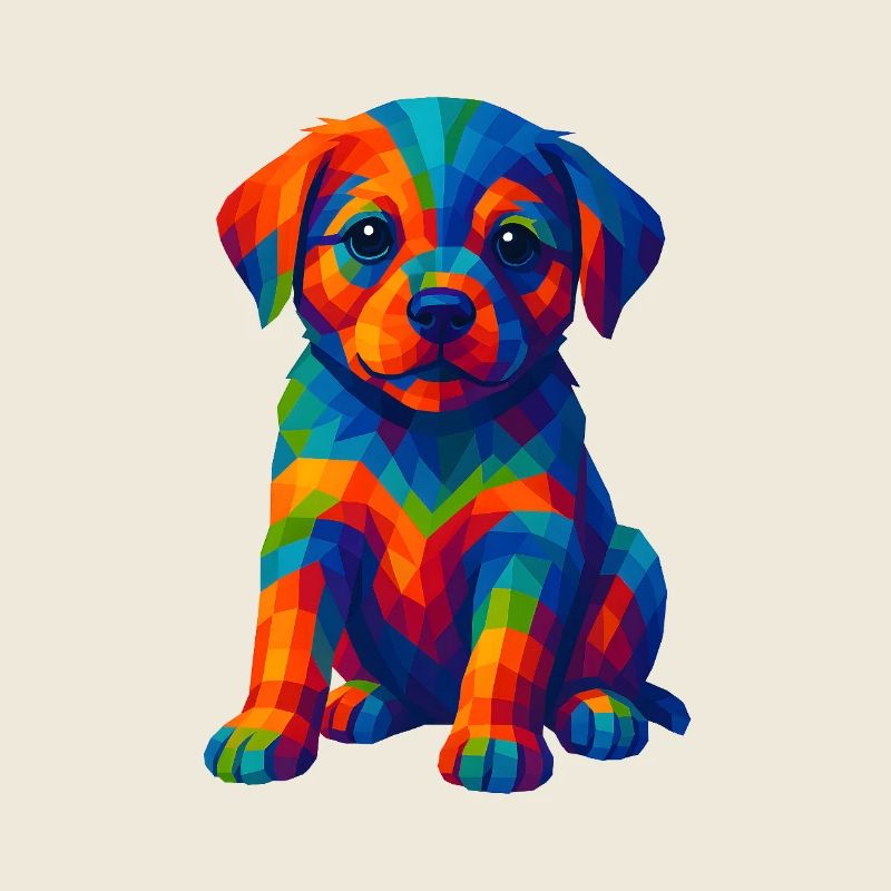 WPAP Polygon Style Animaux - Portrait de chiot de chien