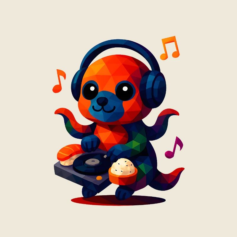 WPAP Polygon Kawaii Style Animaux Bébé Pieuvre