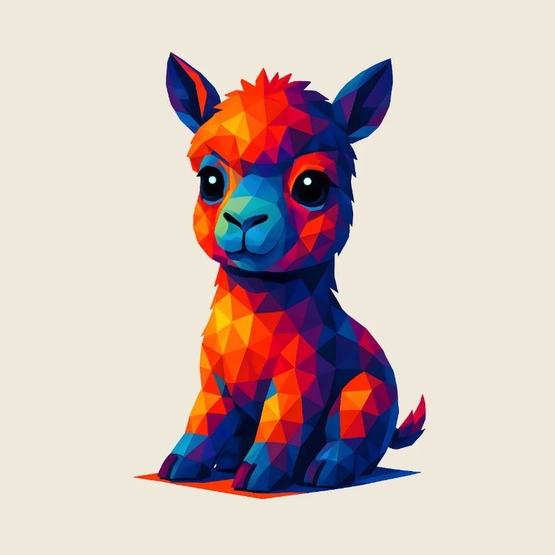 WPAP Polygon Kawaii Style Animaux Bébé Alpaga Lama