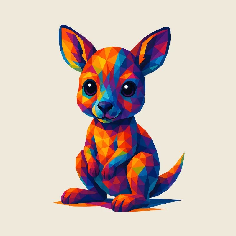 WPAP Polygon Kawaii Style Bébé Kangourou