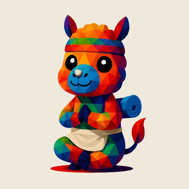 WPAP Polygon Kawaii Style Animals Baby Alpaca Yoga