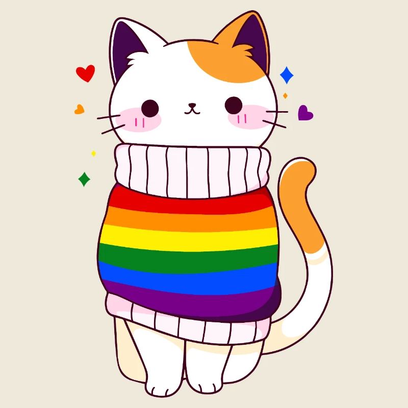 LGBTQ Rainbow Flag Cat Queer CSD Pride