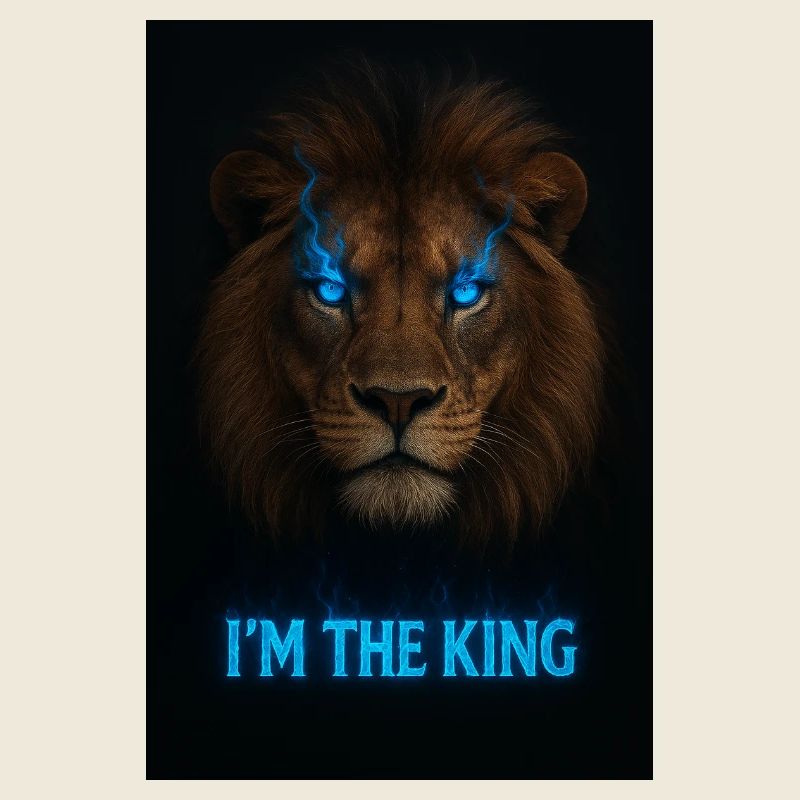 Lion Head with Blue Magic and Title