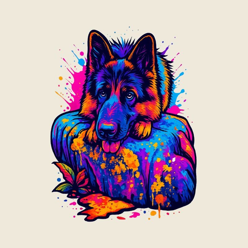 Deutscher Schäferhund mit Farbspritzer