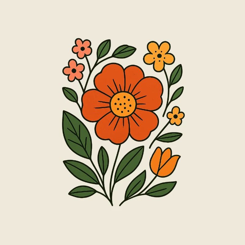 Illustration de fleur botanique rustique