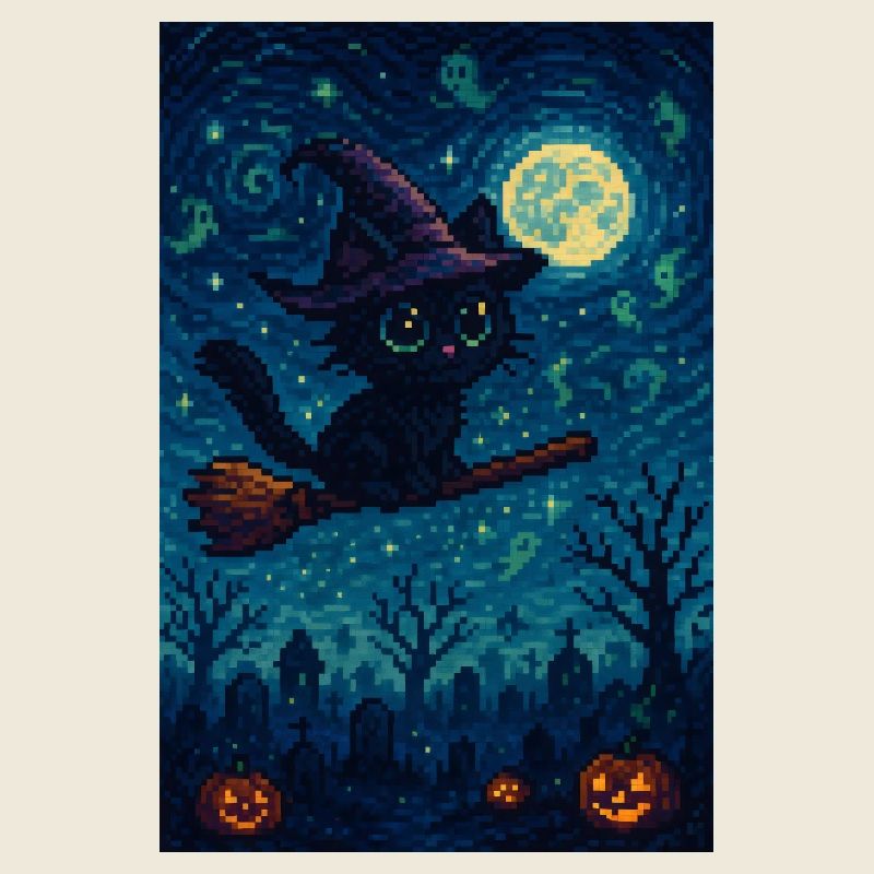 Gaming Halloween Cat as Witch