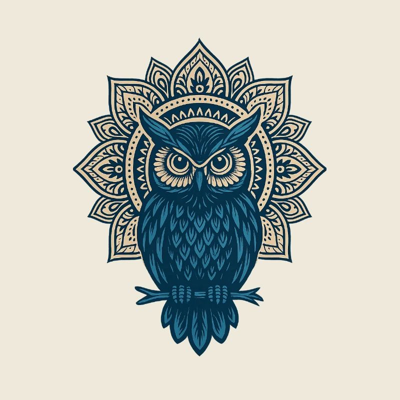 Blauer Eulen Mandala