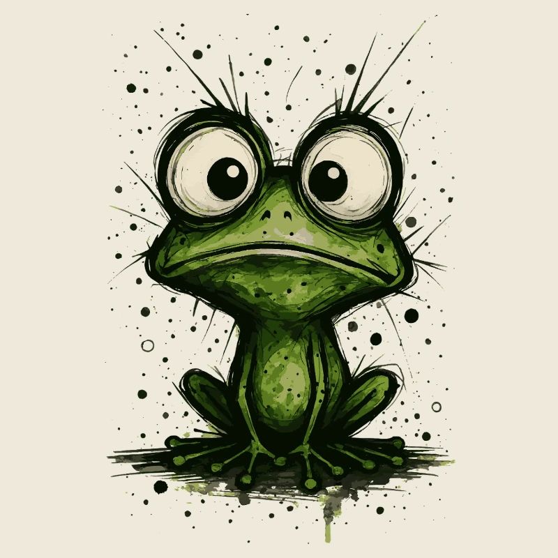 Funny Frog with Big Eyes – comic strip splash