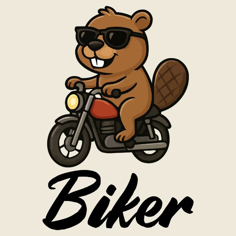 Beaver motorcyclist with sunglasses