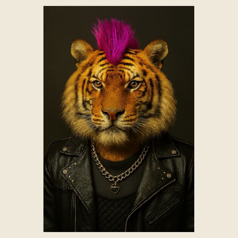 Tiger Punk Mohawk in Leather