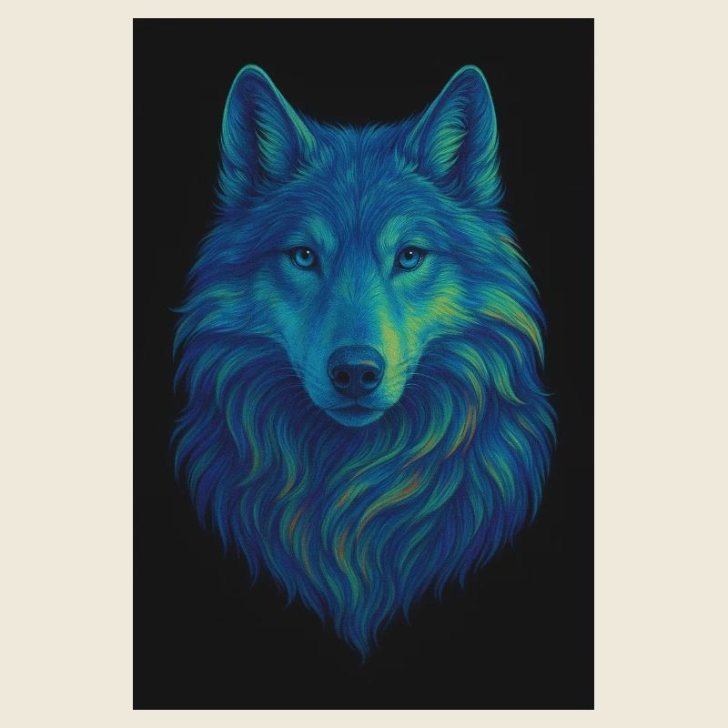 Neonwolf Farbiges Wolfporträt
