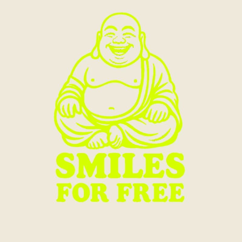Neon Laughing Buddha on Black