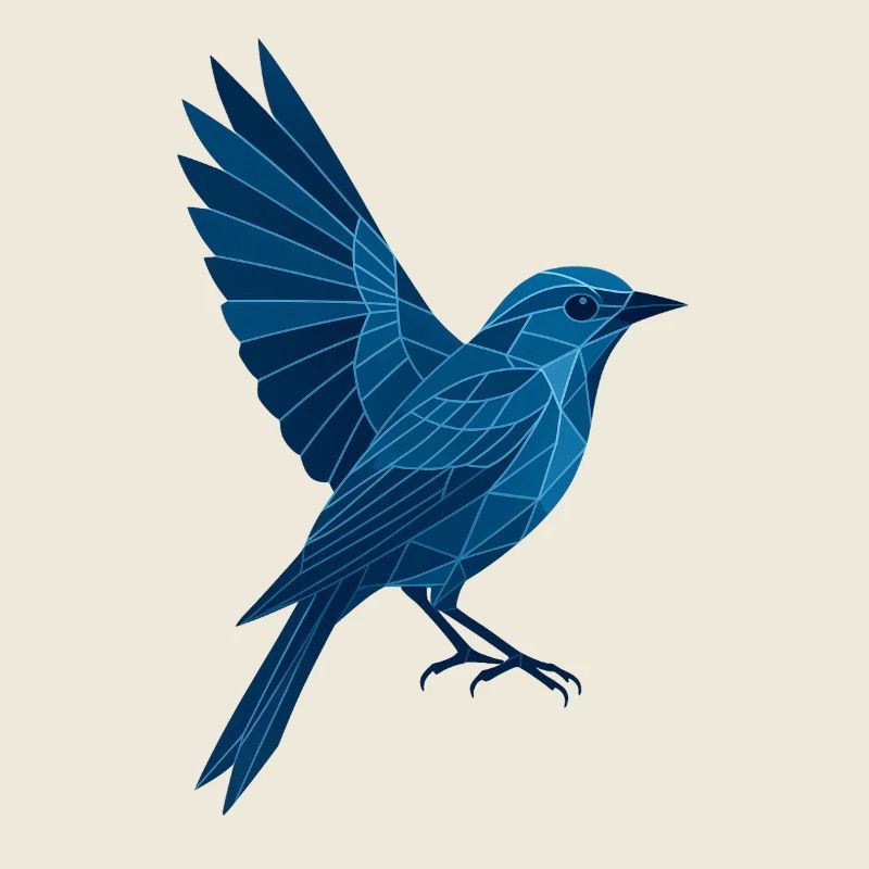 Geometric Blue Bird / Left Wing