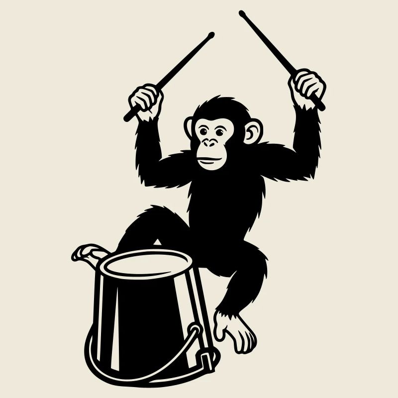 Drum Playing Monkey Cartoon Illustration