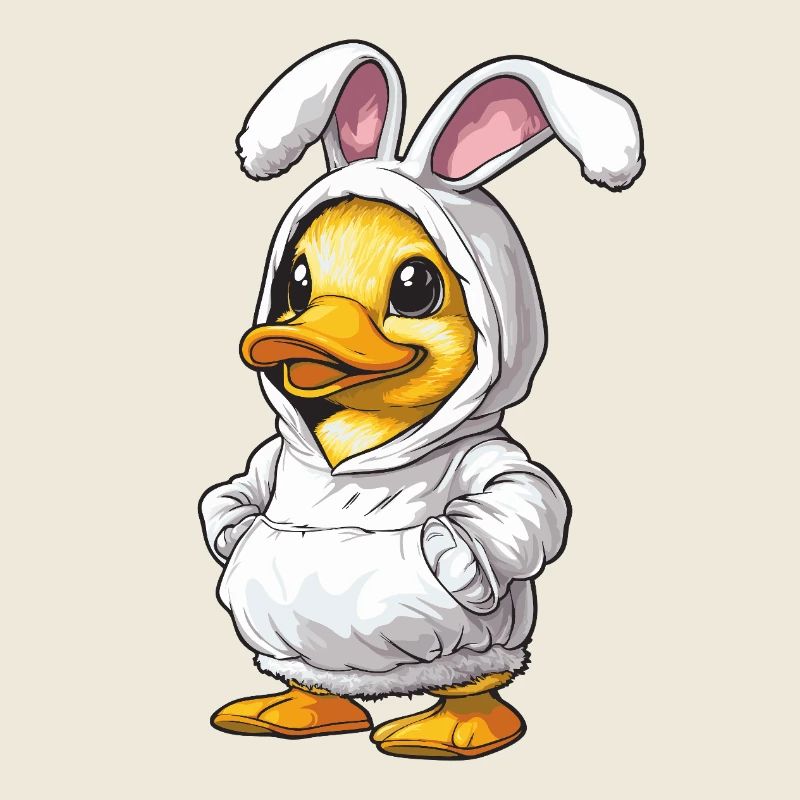 Mignon poussin en costume de lapin