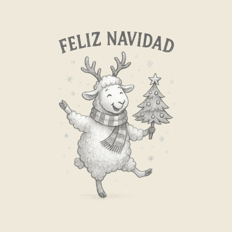Feliz Navidad Sheep with Christmas Tree