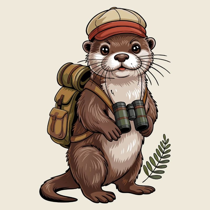 Adventure otter with binoculars