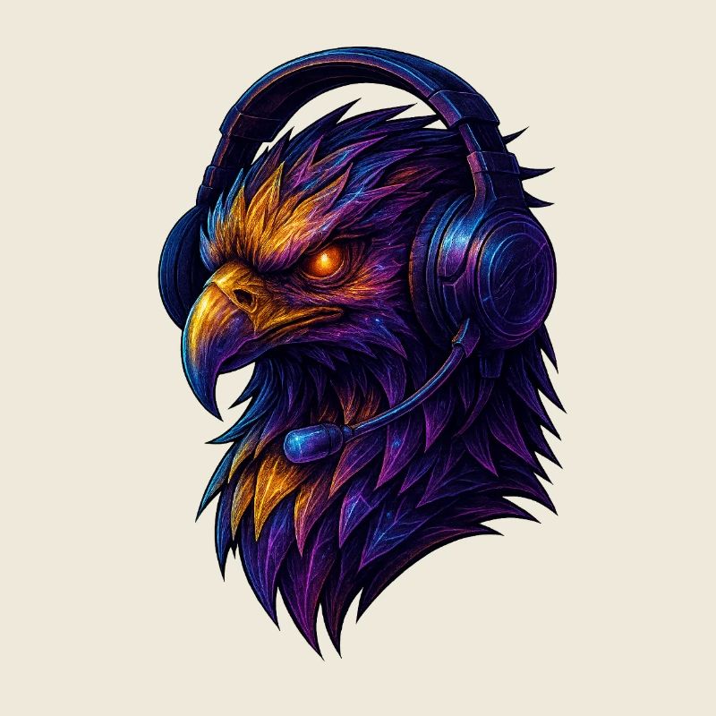 Neon eagle with headset
