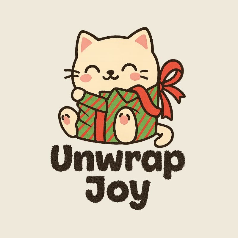 Katz mit Geschenk Unwrap Joy