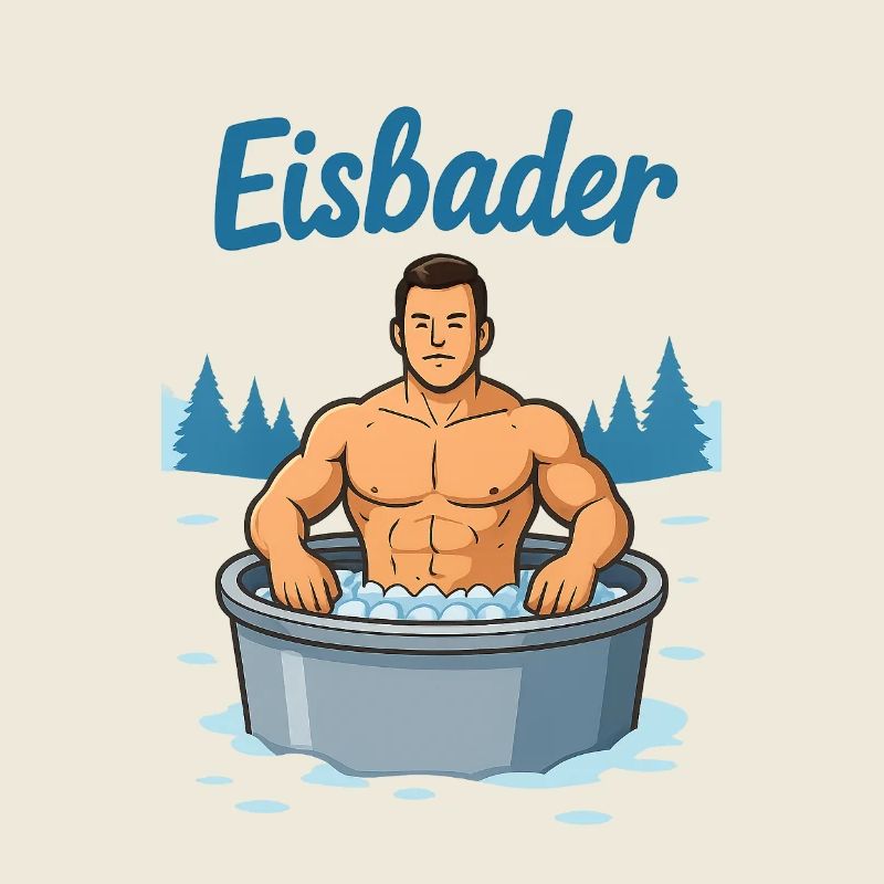 Un homme musclé dans un bain de glace