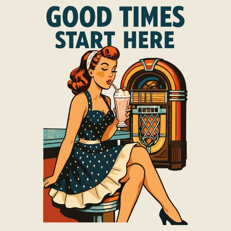 Rockabilly 50s Diner Milkshake Jukebox Retro
