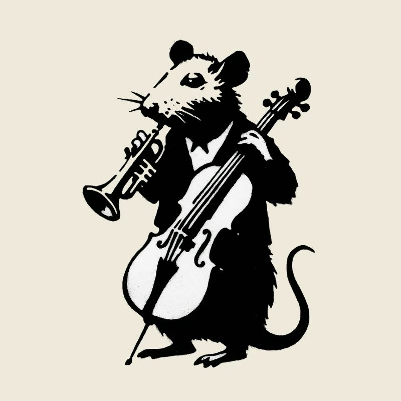 Souris musicale avec violoncelle et clarinette