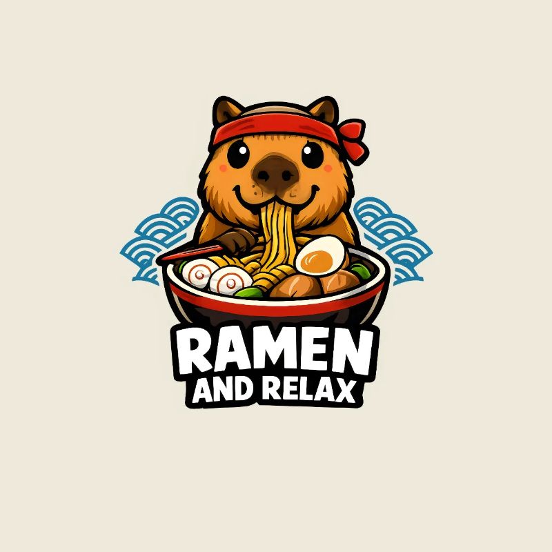Ramen et capybara relaxant