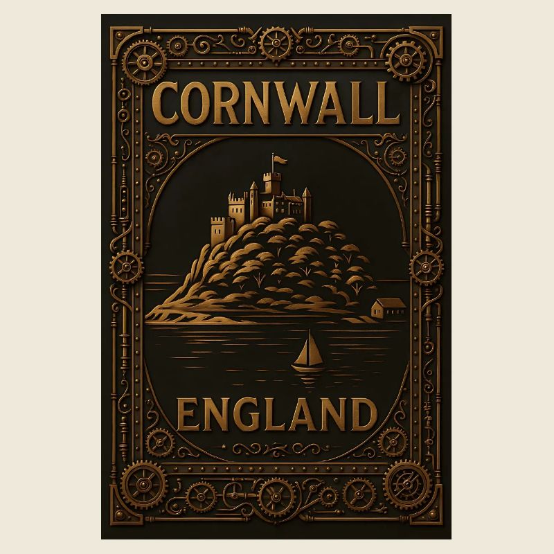 Cornwall Angleterre – Affiche de voyage Steampunk